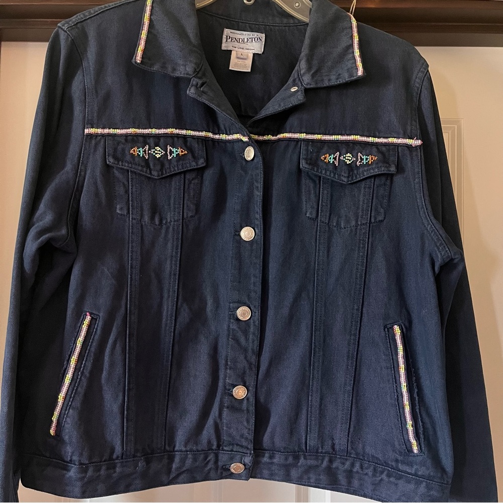 Pendleton Beaded Western Style Jean Jacket, Large - image 2